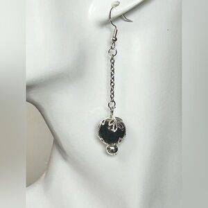 Boho Blue Filigree Bead Chain Dangle Earrings